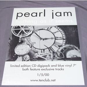 VTG Pearl Jam "Nothing As It Seems" Single Record Store Promo Poster 28"x20" Y2K